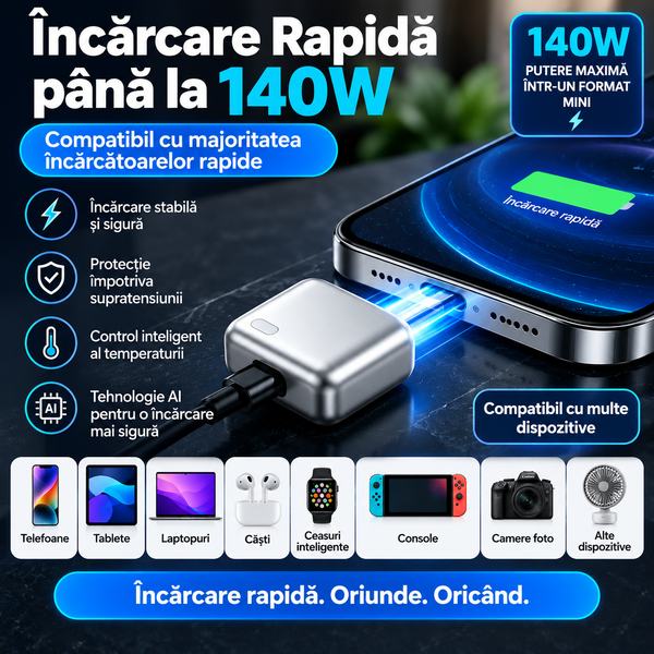 Adaptor Încărcător Rapid USB-C